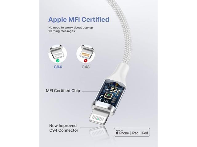 USB C to Lightning Cable 2Pack 10ft, Power Charger Cable MFi Certified Extra Long Braided Charging Cord for iPhone 14 13 12 11Pro Max Mini XS XR X...