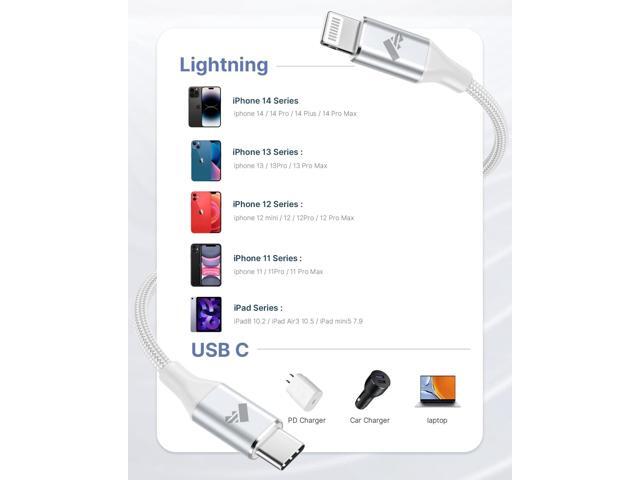 USB C to Lightning Cable 2Pack 10ft, Power Charger Cable MFi Certified Extra Long Braided Charging Cord for iPhone 14 13 12 11Pro Max Mini XS XR X...