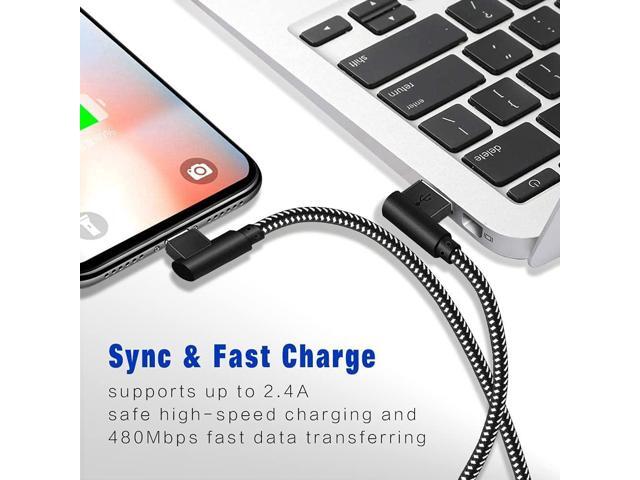OCEEK iPhone Charger [MFi Certified] 3 Pack (3/6/10FT) Nylon Braided Lightning Cable Right Angle Fast Charging Cords Compatible with iPhone...