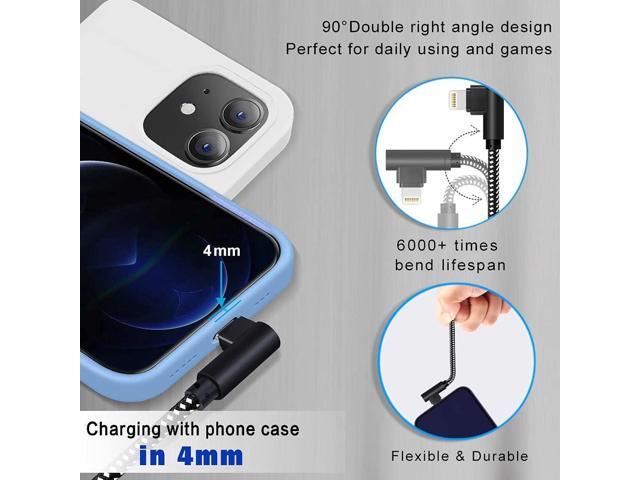 OCEEK iPhone Charger [MFi Certified] 3 Pack (3/6/10FT) Nylon Braided Lightning Cable Right Angle Fast Charging Cords Compatible with iPhone...