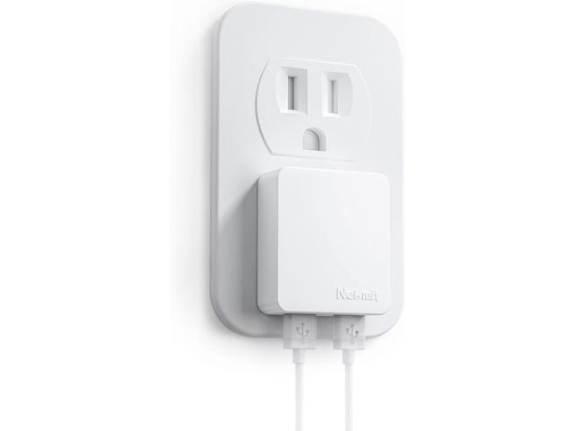 Nekmit Dual Port Ultra Thin Flat USB Wall Charger with Smart IC, White