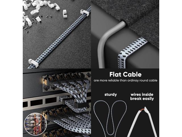 Cat 8 Ethernet Cable 6 FT 2 Pack, A Nylon Braided High Speed Cat8 Network LAN Patch Cord, 40Gbps 2000Mhz Shielded RJ45 Flat Internet Cable in Wall,...