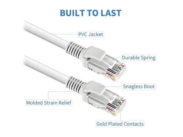 Cables Cat5e Ethernet Network Patch Cable, White 100ft Internet Wire for Modem, Router, Pc, TV, ConsolesHigh Speed Internet