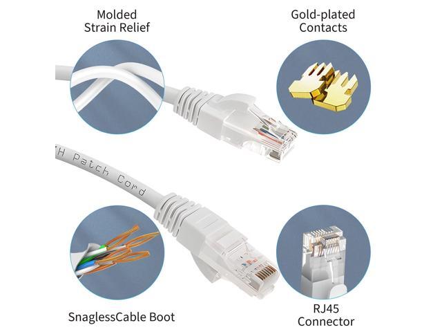 Cables Cat5e Ethernet Network Patch Cable, White 100ft Internet Wire for Modem, Router, Pc, TV, ConsolesHigh Speed Internet