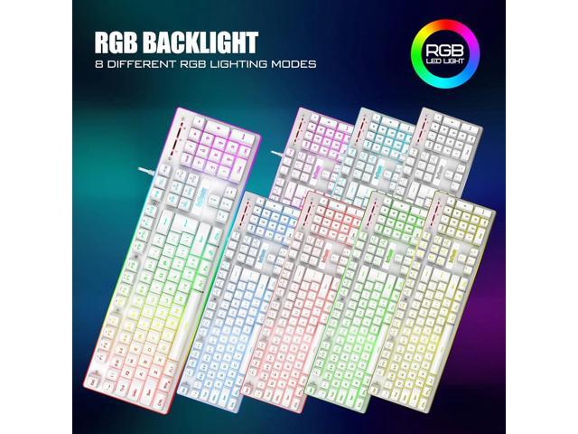 RedThunder K10 Wired Gaming Keyboard and Mouse and Wrist Rest Combo, RGB Backlit, Mechanical Feel Anti-ghosting Keyboard + 7D 7200 DPI Mice+Soft...