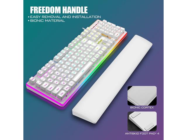 RedThunder K10 Wired Gaming Keyboard and Mouse and Wrist Rest Combo, RGB Backlit, Mechanical Feel Anti-ghosting Keyboard + 7D 7200 DPI Mice+Soft...