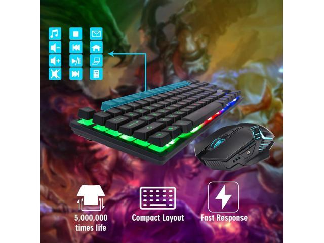 Gaming Wireless TKL Keyboard Mouse Combo Rechargeable LED Backlit Tenkeyless Compact 87 Keys 6 Button for Computer Laptop PS4 PS5 Switch Compatible...