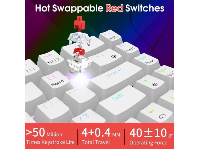 RK ROYAL KLUDGE RK68 Wired 65% Mechanical Keyboard, RGB Backlit Ultra-Compact 60% Layout 68 Keys Gaming Keyboard, Hot Swappable Keyboard with...
