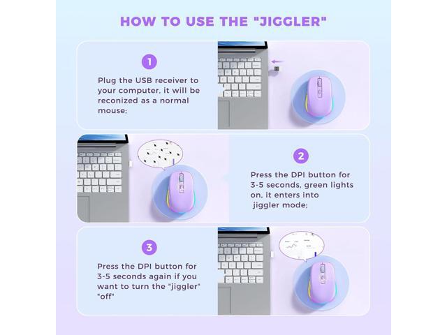 Wireless Mouse Jiggler - LED Wireless Mice with Build-in Mouse Mover, Rechargeable Moving Mouse for Laptop with Undetectable Random Movement Keeps...