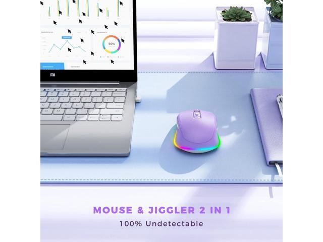 Wireless Mouse Jiggler - LED Wireless Mice with Build-in Mouse Mover, Rechargeable Moving Mouse for Laptop with Undetectable Random Movement Keeps...