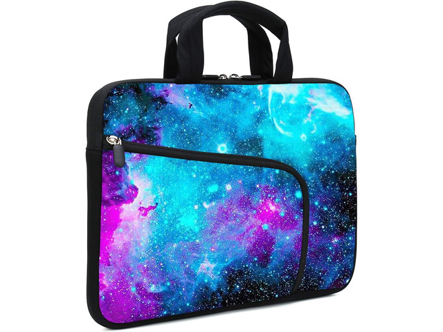 Laptop Sleeves 14 15 15.4 15.6 Chromebook Case Notebook Sleeve PC Messenger Bag Tablet Case Neoprene Handle Sleeve for Men Women, Two Pockets (Blue...