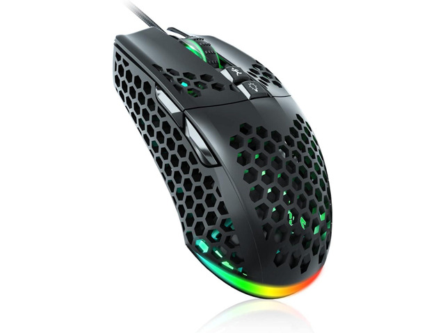 SOLAKAKA SM900 Gaming Mouse Wired with RGB,Honeycomb Shell,12800 DPI Wired Gaming Mouse with Buttons,Computer Mouse for Laptop/PC,Black