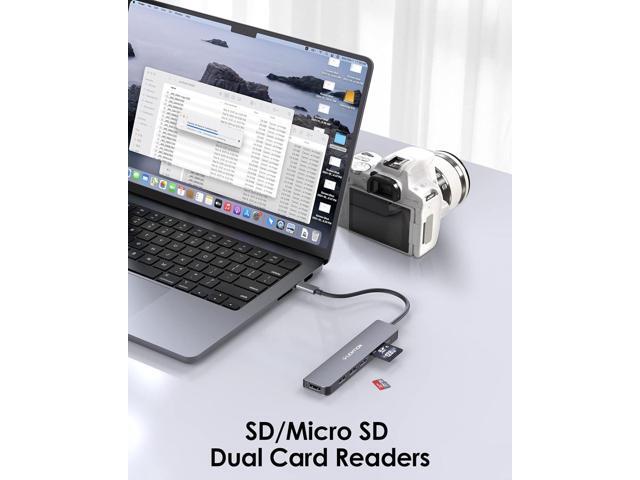 LENTION USB C Hub with 100W Charging, 4K HDMI, Dual Card Reader, USB 3.0 & 2.0 Compatible 2023-2016 MacBook Pro, New Mac Air/Surface, Chromebook,...