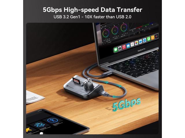 Yottamaster USB Hub with SD Card Reader, Triangle Desktop USB3.0 Hub with 3 USB A 3.0 Ports, TF & SD Card Reader with 1.64ft Cable for PC, Laptop...