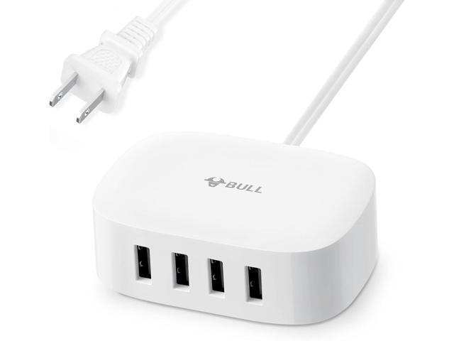 Bull USB Charging Station - 4 in 1 USB Charger with 6ft Extension Cord, USB Multiport Charger for Apple iPhone, Samsung, Tablet, Cruise Ship,...
