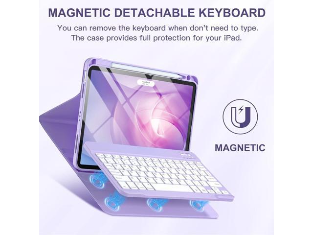 For iPad Air 11-inch M2/ 10.9 Inch Air 5th 4th Generation Case with Keyboard - Backlit Wireless Detachable, Folio Cover with Pencil Holder for iPad...