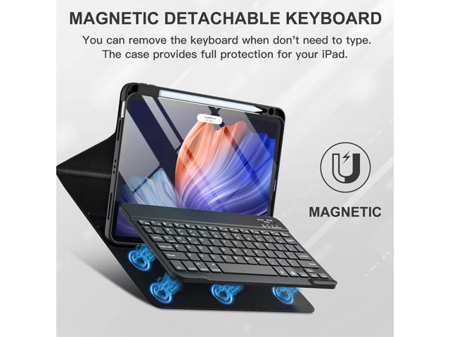 iPad Air 11-inch M2/ 10.9 Inch Air 5th 4th Generation Case with Keyboard - Backlit Wireless Detachable, Folio Cover with Pencil Holder for iPad Air...