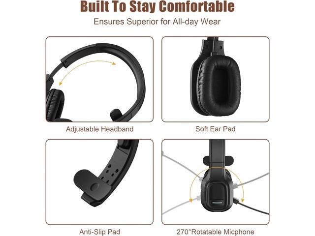 COMEXION Trucker Bluetooth Headset V5.0, Wireless Headset with Noise Canceling & Mute Microphone for Cell Phones, On Ear Bluetooth Headphone for...