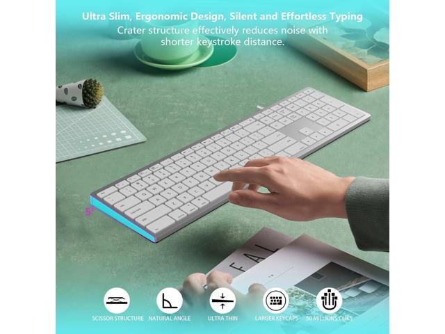 Wired Keyboard for Mac, Compatible Apple Keyboard, Full Size, 20 Multimedia Shortcut Keys, USB A/USB C, for Apple Mac Pro/Mini,MacBook Pro/Air,iMac