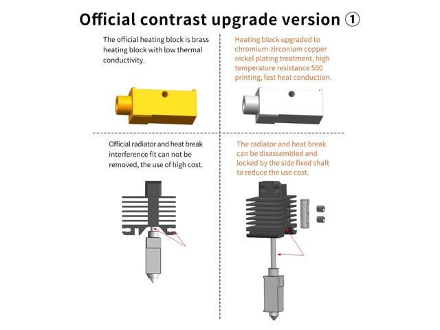 UP to 500C High Temperature Upgraded Hotend with Plated Copper Heater Block Titanium Heatbreak, Extra Hardened Steel Nozzle Compatible with BB X1...