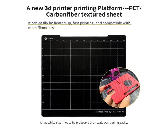 FYSETC Prusa Build Plate MK52 MK3S+ MK4 Spring Steel Surface: Textured PEI - PET-CF Double-Sided Flexible PEI Sheet 253.8x241mm Hot Bed Cover for...