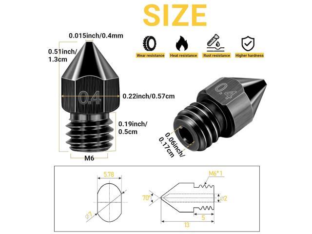 50 Pcs 3D Printer Nozzles Hardened Steel Stainless Steel Brass Printer Extruder Nozzles Set for CR-10, Ender 3 High Temperature Pointed Wear...
