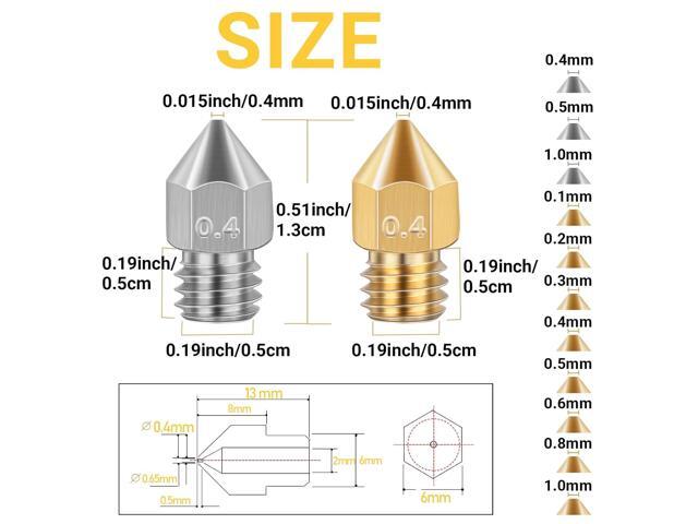 50 Pcs 3D Printer Nozzles Hardened Steel Stainless Steel Brass Printer Extruder Nozzles Set for CR-10, Ender 3 High Temperature Pointed Wear...