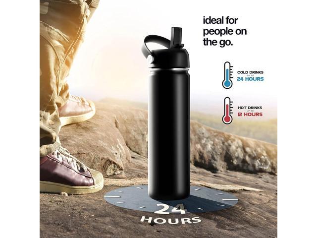 Stainless Steel Insulated Water Bottle and Travel Mug for Hot and Cold Beverages, Wide Mouth, Double Wall Insulated Hydration Sports Water Bottle...