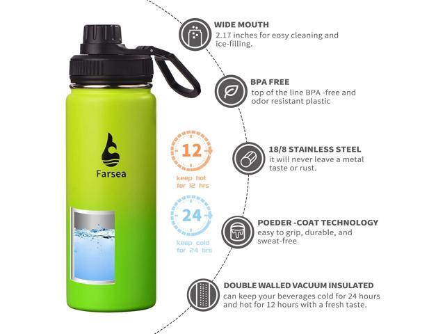 Farsea Insulated Water Bottle With Paracord Handle, Protective Silicone Boot and 2 Lids (Straw Lid & Spout Lid), Stainless Steel Water Bottle Wide...