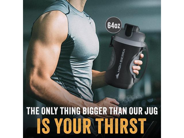 High Sierra 64 ounce Insulated Water Bottle 64oz Water Jug, Double Wall Insulation, Leakproof Flip-Top Lid, Silicone Spout, BPA-Free Half Gallon...
