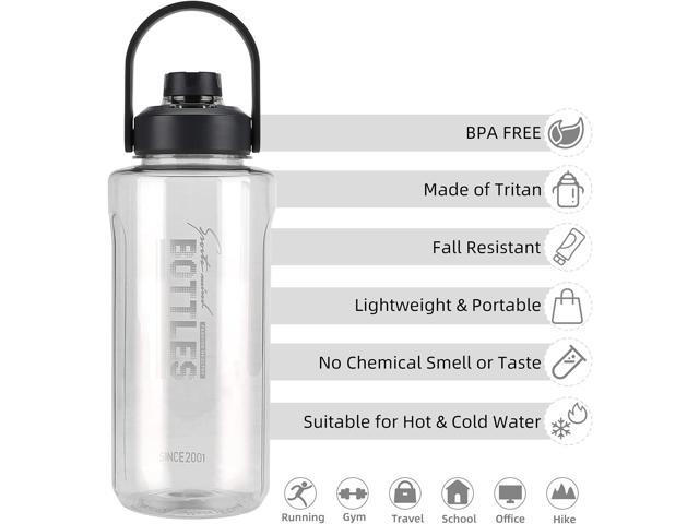 Half Gallon/64oz Water Bottle With Handle, Leak proof with removable strainer, BPA Free Fitness 2L Sports Water Jug, ensure You Drink Enough Water...