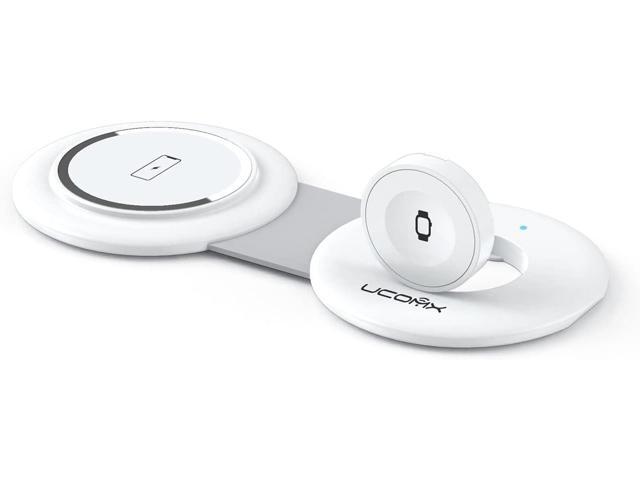 UCOMX Nano Mini Magnetic 2 in 1 Wireless Charger,Traveler Wireless Folding Charging Station,Compatible for iPhone 12/13/14/15/16 Pro Max,AirPods...