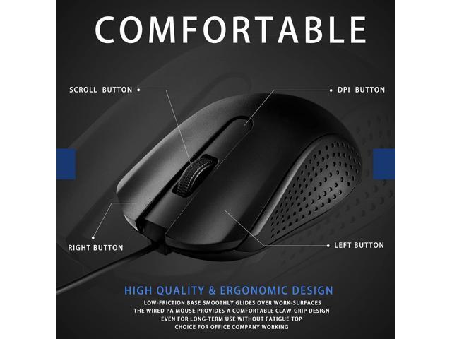 Bonuci 30 Pack USB Wired Mouse 3 Button Corded Computer Mice Bulk USB Mouse for PC Desktop, Laptop, Office, School, Classroom Use(Black)