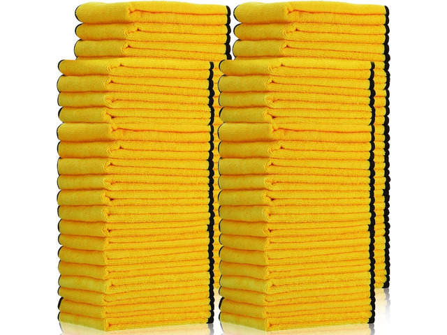 40 Pcs Yellow Microfiber Towels: 16'x16' Microfiber Drying Towels Bulk Micro Fiber Car Cleaning Cloth for Cars Drying Washing Polishing Cleaning...