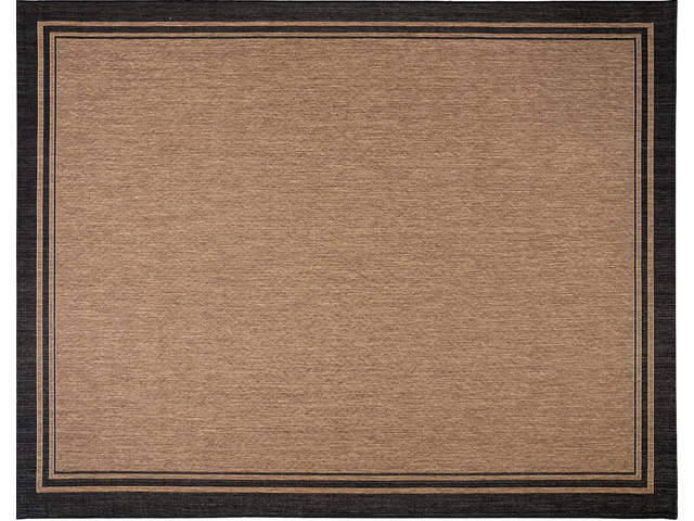 Gertmenian Indoor/Outdoor Flatweave Area Rug - 5x7 Standard, Stain & UV Resistant, Ideal For Deck, Patio, Poolside, Mudroom - Simple Border, Black...