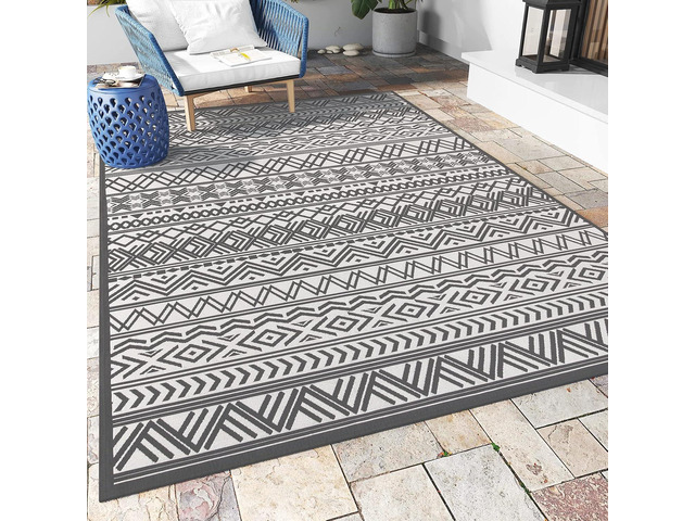 Outdoor Rug Carpet 6x9 ft, Flatweave Textured Outdoor Patio Rug Non Slip Indoor Outdoor Rugs with Rubber Particles Backing Boho Outdoor Area Rug...
