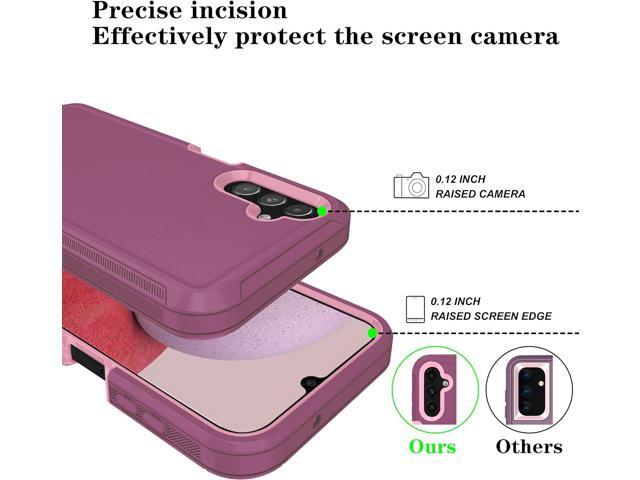 ONOLA Phone Case Compatible with Samsung Galaxy A14 5G with HD Screen Protector (2 Pack), Durable Shockproof 3-Layer Cover (WineRed Pink)