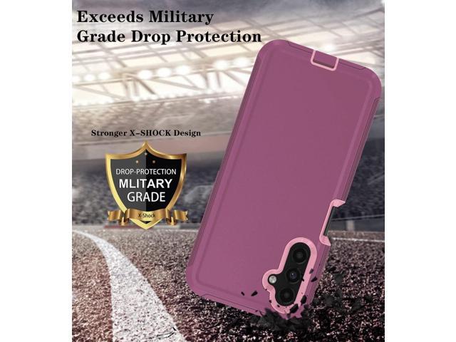 ONOLA Phone Case Compatible with Samsung Galaxy A14 5G with HD Screen Protector (2 Pack), Durable Shockproof 3-Layer Cover (WineRed Pink)