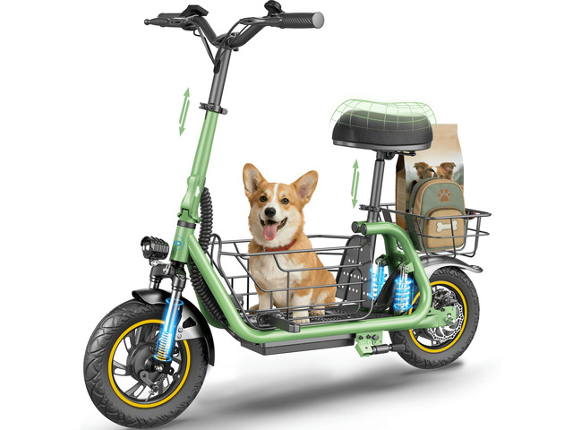 GYROOR Foldable Electric Scooter with Seat for Adults & Small Dogs, 550W Pet Sco