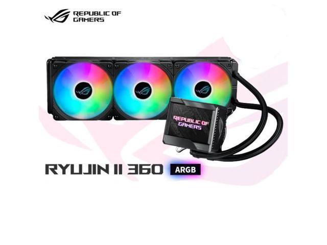 ASUS ROG RYUJIN II 360 ARGB All-in-one Liquid CPU Cooler, 360mm Radiator 3.5' color LCD (Three ASUS ROG 120mm 4-pin PWM Fans ARGB) with Armoury.