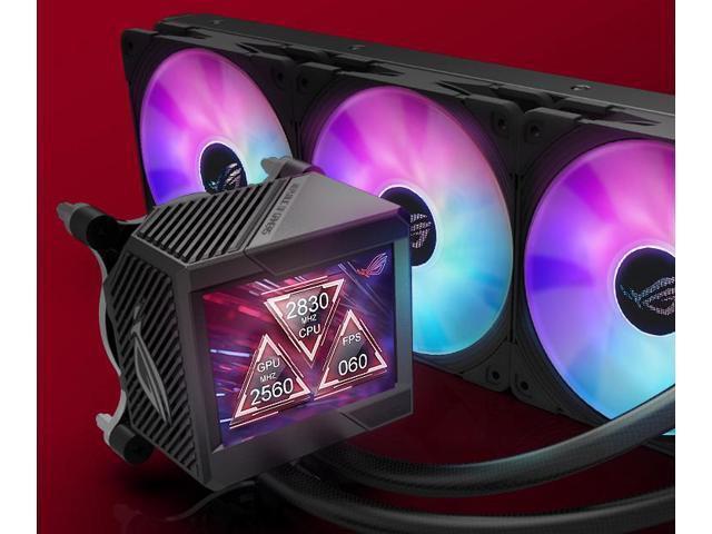 ASUS ROG RYUJIN II 360 ARGB All-in-one Liquid CPU Cooler, 360mm Radiator 3.5' color LCD (Three ASUS ROG 120mm 4-pin PWM Fans ARGB) with Armoury...