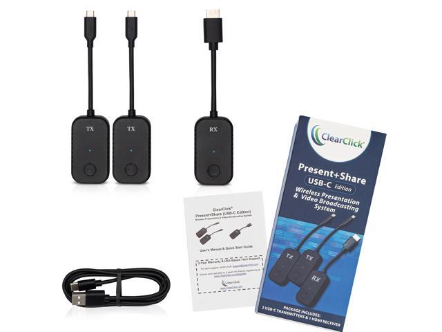 ClearClick Present+Share (USB-C Edition) - Wireless Presentation & Video Broadcasting System for Laptops & Smartphones (2 USB-C Transmitters, 1...