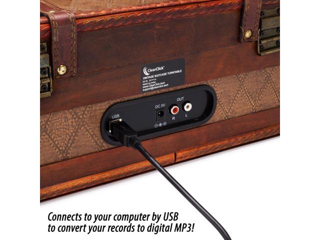 ClearClick Vintage Suitcase Turntable with Bluetooth & USB - Classic Wooden Retro Style