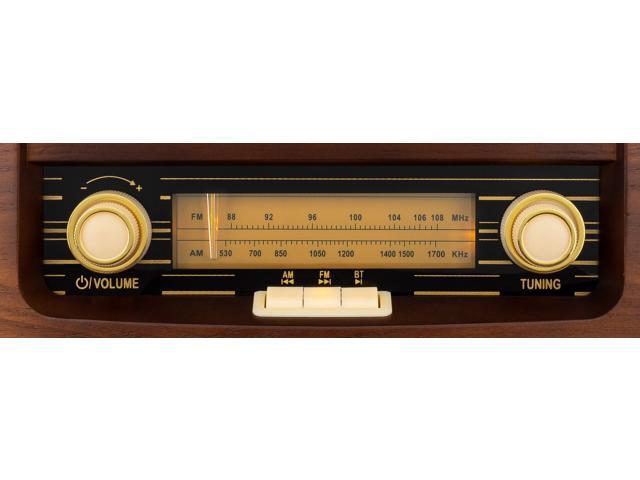 ClearClick Classic Vintage Retro Style AM/FM Radio with Bluetooth, Aux-in, & USB - Handmade Wooden Exterior Dark Brown