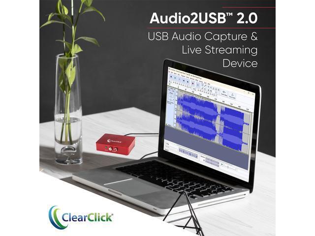 ClearClick Audio to USB 2.0 (Second Generation) - Audio Capture & Live Streaming Device - Input 1/8' 3.5mm Aux AV RCA Audio & Music - USB-C Plug &...