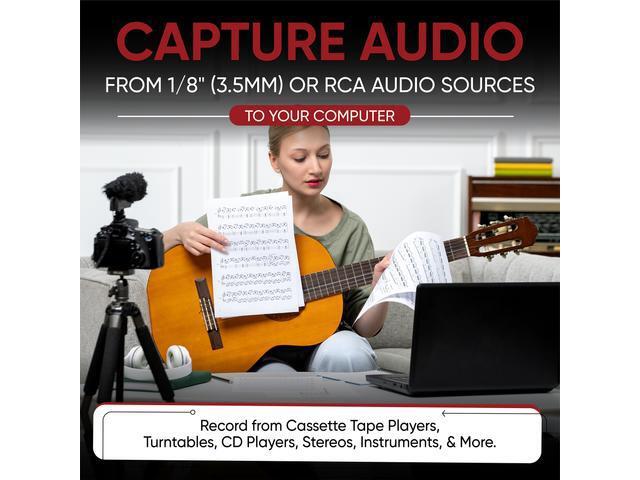 ClearClick Audio to USB 2.0 (Second Generation) - Audio Capture & Live Streaming Device - Input 1/8' 3.5mm Aux AV RCA Audio & Music - USB-C Plug &...
