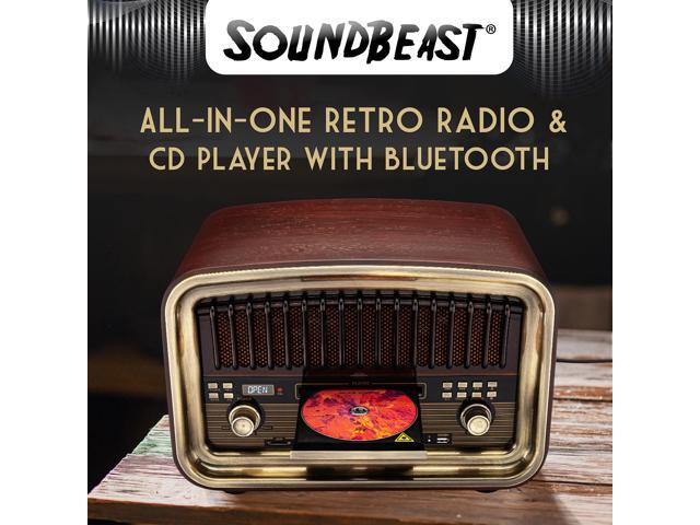 SoundBeast All-in-One AM/FM Radio with CD Player, Bluetooth Input, USB Playback & Recording, SD Card Playback, Aux Input, Built-in Speakers,...