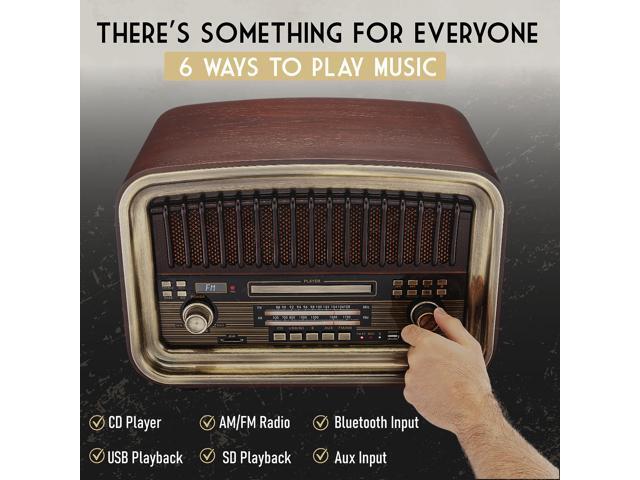 SoundBeast All-in-One AM/FM Radio with CD Player, Bluetooth Input, USB Playback & Recording, SD Card Playback, Aux Input, Built-in Speakers,...