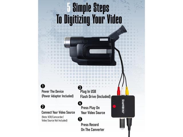 SoundBeast Video To Digital Converter - Record Video & Audio from VCR, VHS Tapes, AV, RCA, Hi8, Camcorder, DVD, Gaming Systems - Saves to USB Flash...