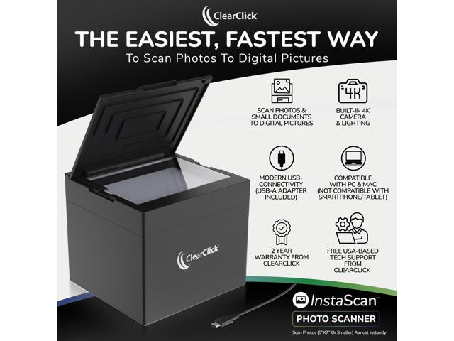 ClearClick InstaScan Photo Scanner - Scans Each Photo Virtually Instantly - Compatible with 4x6, 5x7, & Smaller Photos - No Drivers Required -...